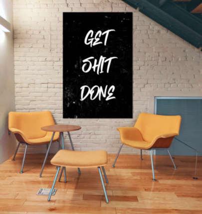 Картина Get Shit Done надпись черный белый - печать на холсте