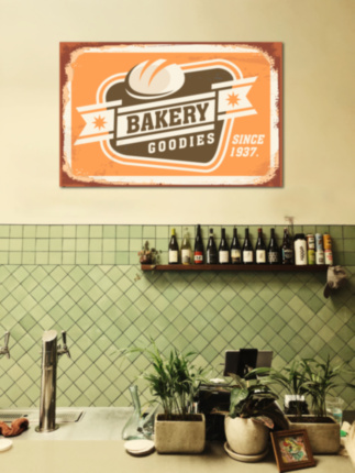 BAKERY пекарня металлическая табличка оранжевый табличка на металле 