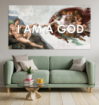 Картина Поп Арт I AM A GOD дизайнерский принт интерьерная картина - печать на холсте