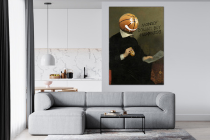 Картина Money doesn't buy happiness современное искусство Криса Беллини - печать на холсте
