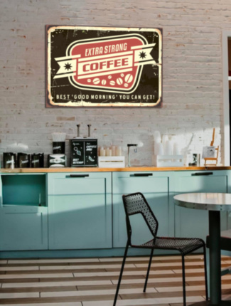 COFFEE металлическая табличка для кафе черный красный табличка на металле 