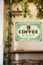 COFFEE SHOP металлическая табличка для кафе зеленый черный табличка на металле 