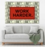 Картина на стекле WORK HARDER доллары деньги мотивационная картина печать под заказ
