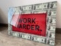 Картина на стекле WORK HARDER доллары деньги мотивационная картина печать под заказ