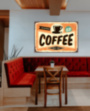 HOT AND FRESH COFFEE металлическая табличка для кофейни оранжевый табличка на металле 
