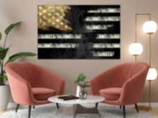 Американский флаг из долларов черный белый золотой