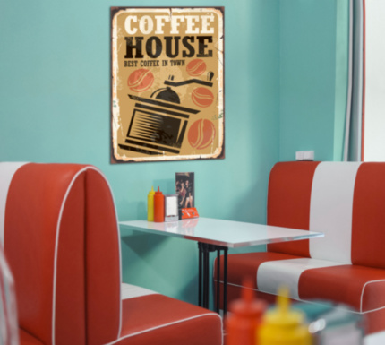 COFFEE HOUSE металлическая табличка для кофейни коричневый черный табличка на металле 