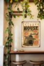 COFFEE HOUSE металлическая табличка для кофейни коричневый черный табличка на металле 