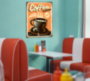 COFFEE металлическая табличка для кафе оранжевый черный табличка на металле 