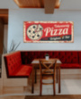 PIZZA металлическая табличка для пиццерии красный бежевый табличка на металле 