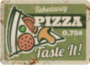 PIZZA металлическая вывеска для пиццерии зеленый бежевый табличка на металле 