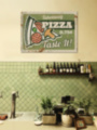 PIZZA металлическая вывеска для пиццерии зеленый бежевый табличка на металле 