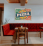 PIZZA вывеска для пиццерии красный зеленый синий табличка на металле 