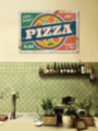 PIZZA вывеска для пиццерии красный зеленый синий табличка на металле 