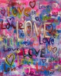 Картина маслом Абстракция Love розовый фиолетовый синий