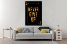 NEVER GIVE UP Мотивационная надпись карты покер Интерьерный принт