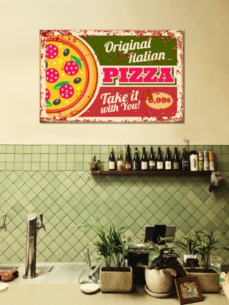 ORIGINAL ITALIAN PIZZA для пиццерии красный зеленый желтый табличка на металле 