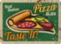 PIZZA металлическая табличка для пиццерии зеленый желтый табличка на металле 