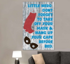 Little Hero надпись синий серый красный интерьерный принт