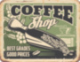 COFFEE SHOP металлическая вывеска для кофейни зелёный табличка на металле 