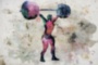 Картина Спорт Спорт штангист бежевый фиолетовый - печать на холсте