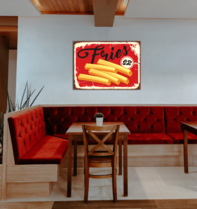 FRIES фастфуд вывеска на заказ табличка на металле 