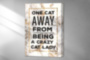 One Cat Away надпись интерьерный принт бежевый черный - печать на холсте