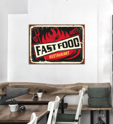 FAST FOOD металлическая табличка для ресторана табличка на металле 