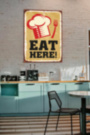 EAT HERE металлическая табличка в ресторан табличка на металле 