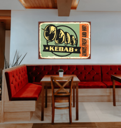 KEBAB металлическая табличка для шашлычной табличка на металле 