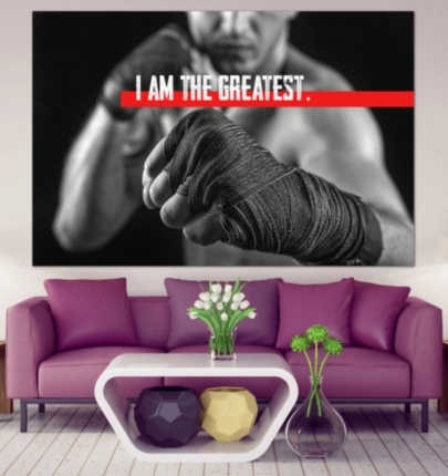 Картина I AM THE GREATEST мотивационный принт в спортзал на холсте