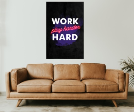Картина WORK HARD PLAY HARDER мотивационный принт в офис на холсте