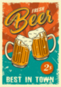 FRESH BEER металлическая табличка в ресторан пивоварню  табличка на металле 