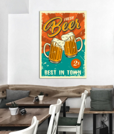 FRESH BEER металлическая табличка в ресторан пивоварню  табличка на металле 