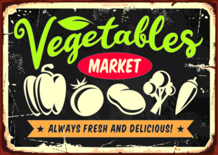 VEGETABLES овощи вывеска в магазин овощей табличка на металле 