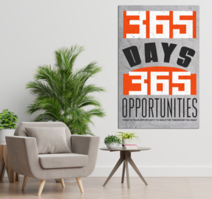 Картина 365 DAYS 365 OPPORTUNITIES мотивационная надпись на холсте