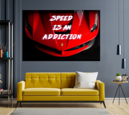 Картина SPEED IS AN ADDICTION мотивационная надпись на холсте