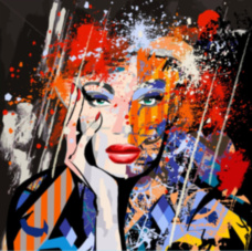 Лицо девушки абстракция разноцветная яркие тона 