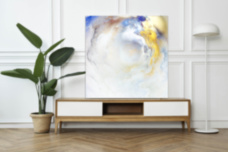 Абстракция мрамор бежевый золотой синий