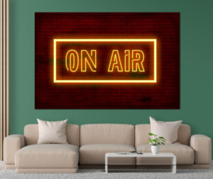Картина Картина ON AIR вывеска для студии красный желтый на холсте