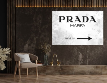 Картина Мода PRADA MARFA интерьерный принт вывеска белый серый - печать на холсте