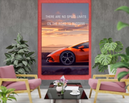 Картина THERE ARE NO SPEES LIMITS принт с мотивирующей надписью на холсте