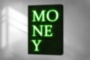 Картина MONEY яркая зелёная надпись на черном фоне - печать на холсте