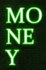 Картина MONEY яркая зелёная надпись на черном фоне - печать на холсте