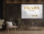 Картина Мода PRADA MARFA интерьерный принт вывеска мрамор золотой серый - печать на холсте