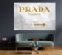 Картина Мода PRADA MARFA интерьерный принт вывеска мрамор золотой серый - печать на холсте