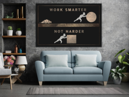 Картина WORK SMARTER NOT HARDER принт с мотивационной надписью на холсте