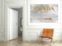 Картина Мода PRADA MARFA интерьерный принт вывеска серый золотой - печать на холсте