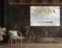 Картина Мода PRADA MARFA интерьерный принт вывеска серый золотой - печать на холсте