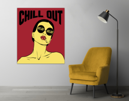 Картина Поп Арт CHILL OUT девушка с сигаретой в стиле поп арт - печать на холсте